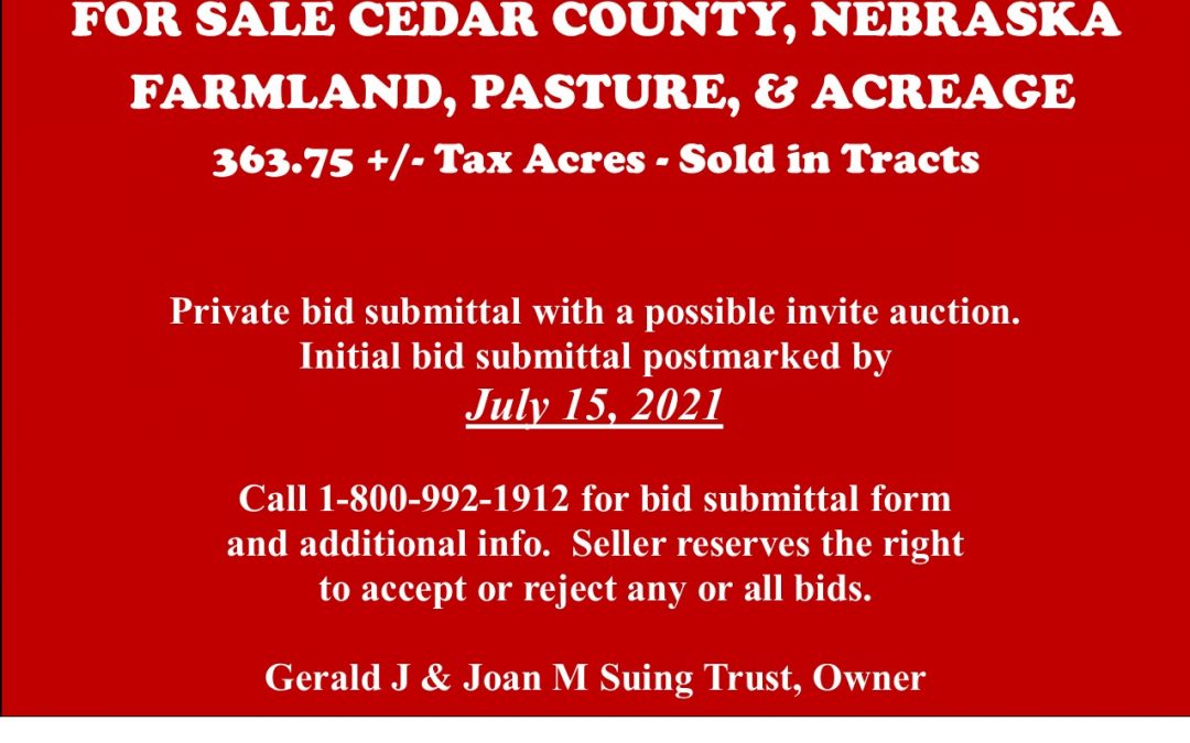 For Sale in Cedar County, NE | Farmland, Pasture, and Acreage – SOLD