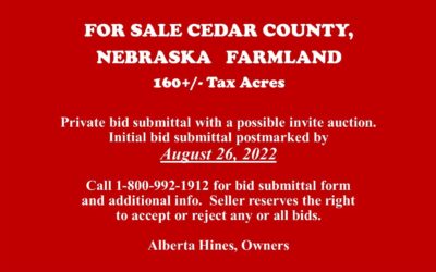 For Sale in Cedar County, NE | Farmland 160 +/- acres – SOLD