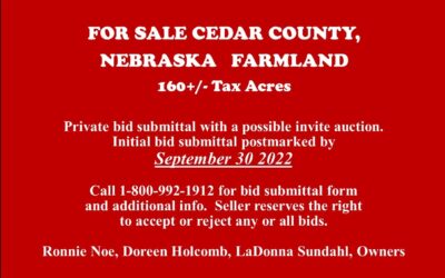 For Sale in Cedar County, NE | Farmland 160 +/- acres | SOLD