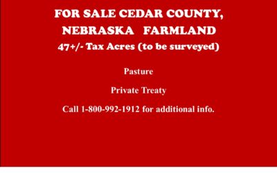 For Sale in Cedar County, Nebraska, 47+/- Tax Acres (to be surveyed) Pasture SALE PENDING